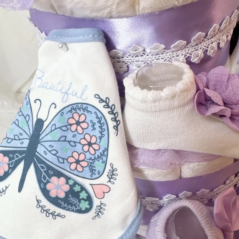 Flowers Diaper Cake, Butterfly Cake
